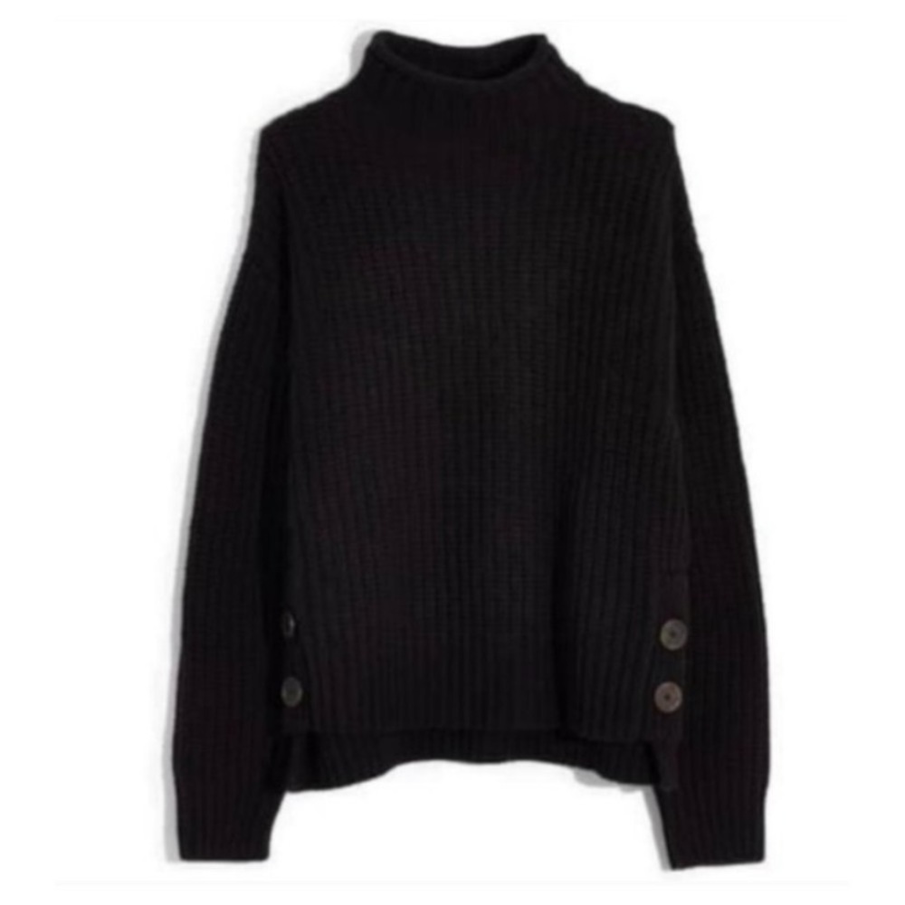 Madewell Mock Neck Side-Button Pullover Wool Blend Sweater Small - Picture 1 of 11